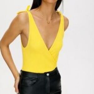 Wilfred Yellow V-Neck Sleeveless Bodysuit